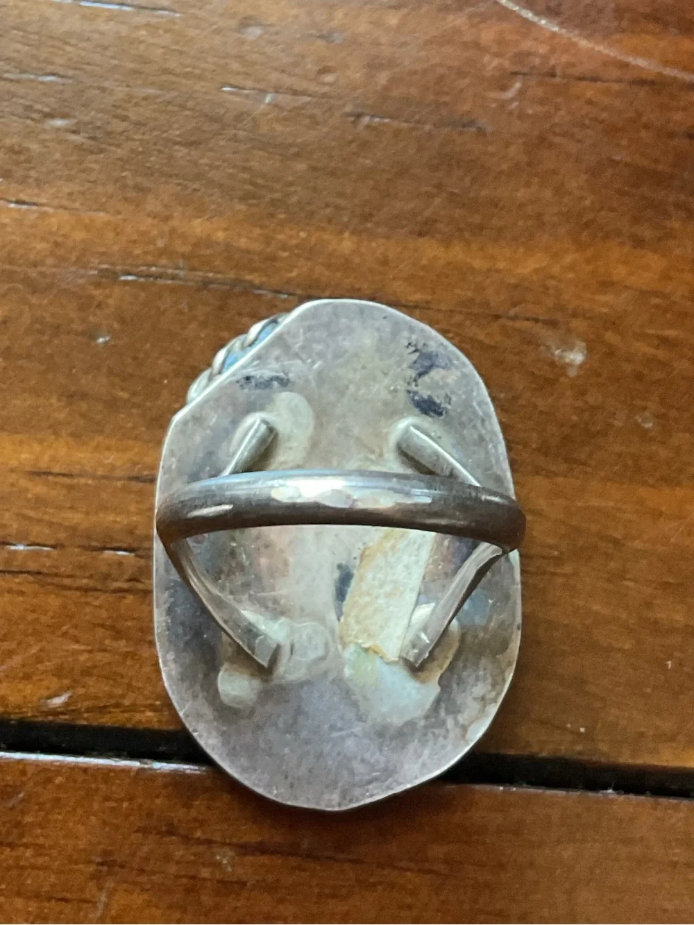 Vintage Sterling Native American Coin Gemstone Mosaic Inlay Ring Size 5.25